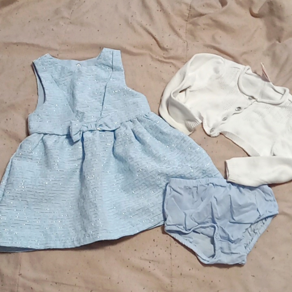 3 Piece Blue Sparkley Girls Dress